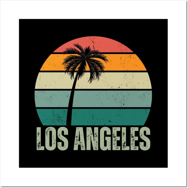 Los Angeles CA Vintage 70s Retro Throwback Design Wall Art by Tota Designs